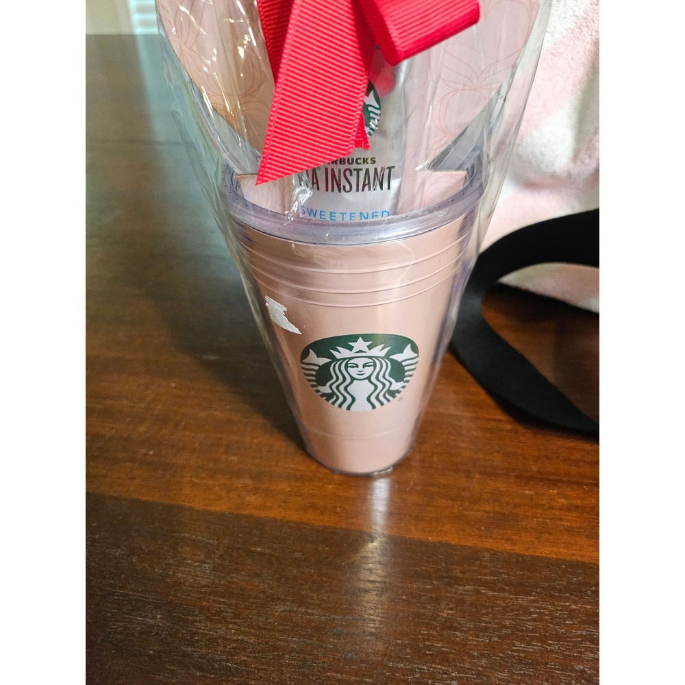 Starbucks Gift Set Unisex Pink Iced Coffee Tumbler and VIA Instant Coffee